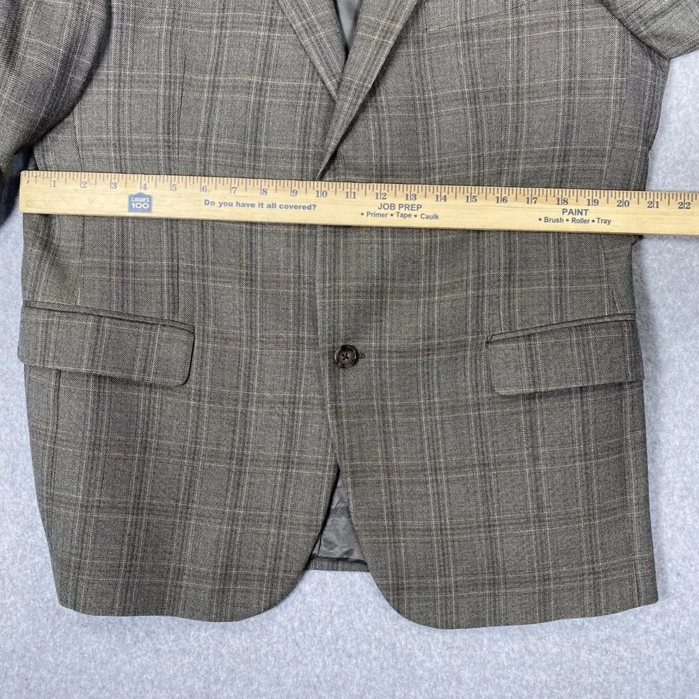 Jos A Bank Sport Coat Mens 43 Regular Brown Plaid Silk Wool Signature Blazer